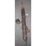 Leather tribal arrow quiver with shoulder strap and cover. (B.P. 24% incl.
