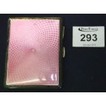 A silver cigarette case with pink guilloche enamel. (B.P. 24% incl.