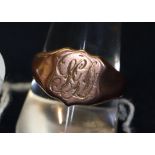 A rose gold signet ring. (B.P. 24% incl.