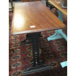 Early 20th Century cast iron pub type table with rectangular mahogany top. (B.P. 24% incl.