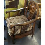 Edwardian mahogany upholstered bedroom chair,