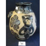 Terracotta pottery baluster shaped vase,