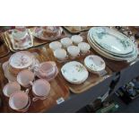 Three trays of assorted china to include: Tuscan April Beauty teaware,