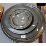 Collection of 18th Century pewter plates/chargers with London touch marks. (B.P. 24% incl.
