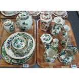 Two trays of mainly Masons Ironstone Chartreuse design items to include; pouch shaped dresser jugs,