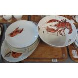 Wood & Sons English Ironstone pedestal bowl with transfer printed lobster and shells,