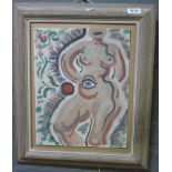 After Picasso, nude study, watercolours on board, 36 x 28cm approx, framed. (B.P. 24% incl.