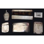 Silver items to include; calling card case, scent bottle, vesta case, comb etc. (B.P. 24% incl.