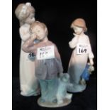 Two Nao Spanish porcelain figurines of young girl with teddy and young boy with teddy,