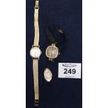 Bag of assorted ladies gold watches,