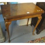 20th Century walnut fold over card table on cabriole legs. (B.P. 24% incl.