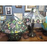 Two multi-coloured Tiffany style table lamps with shades. (2) (B.P. 24% incl.