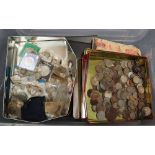 Large collection of assorted GB coins of all ages and denominations in albums and tins,