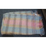 Fringed check woollen vintage blanket. (B.P. 24% incl.