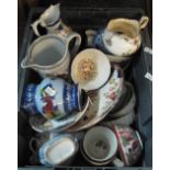 Box of assorted china to include Gaudy Welsh, Japanese eggshell, blue and white etc. (B.P. 24% incl.