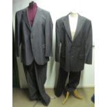 Six designer fine wool men's suits to include; a grey striped suit by Hugo Boss,