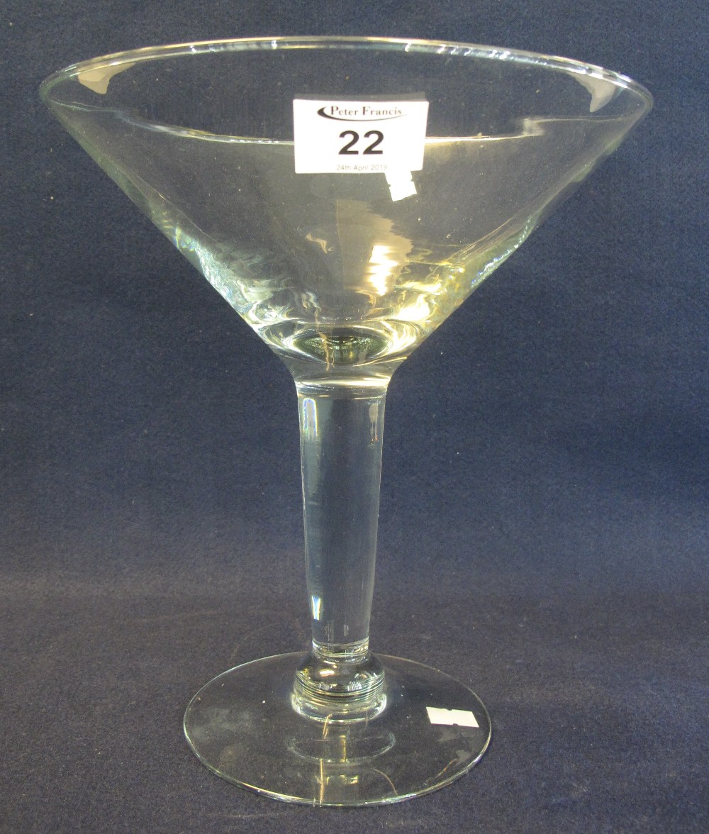 Large conical glass pedestal table centre bowl. (B.P. 24% incl.