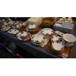 Five trays of Royal Albert 'Old Country Roses' teaware and dinnerware items, various. (5) (B.P.