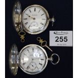 Two similar silver H. Samuel hunter key wind pocket watches. (B.P. 24% incl.