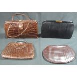 Collection of vintage handbags to include; two crocodile skin,