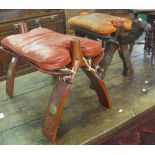 20th Century camel stool, together with another hardwood stool. (2) (B.P. 24% incl.