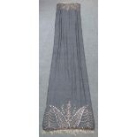 Early 20th Century sheer black silk beaded and embroidered shawl with a paisley and foliate design