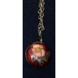 Enamelled floral pendant on chain in an Ann Klein bag. (B.P. 24% incl.
