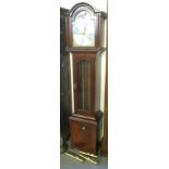 Modern mahogany long case clock marks Richard Broad, Bodmin, Cornwall, with three brass weights.