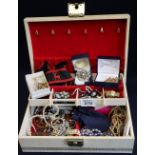 Collection of assorted costume jewellery in cantaliver jewellery box. (B.P. 24% incl.