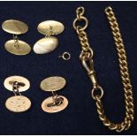 9ct gold curb link bracelet and 2 pairs of 9ct gold cufflinks, approx. weight 30.8g. (B.P. 24% incl.