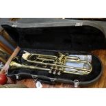 Modern brass Jupiter trumpet in fitted plastic case. (B.P. 24% incl.