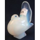 Sabino opalescent moulded glass car mascot in the form of a displaying pigeon or dove.