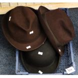 Woodrow of London gentleman's bowler hat, together with two Christy's trilby hats. (3) (B.P.
