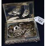 Plated repousse jewellery casket with gleaners figural decoration,