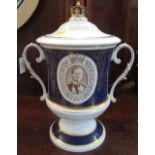 A Caverswall porcelain limited edition, lidded urn-shaped two handled vase,
