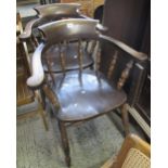 Pair of early 20th century elm smoker bow arm chairs. (2) (B.P. 24% incl.