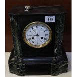 19th century black slate and veined marble,