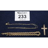 9ct gold rope twist chain and cross pendant. Approx. weight 6.4g. (B.P. 24% incl.