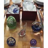 Tray of art glass paperweights to include Royal Crest, Murano style fish etc. (7) (B.P. 24% incl.