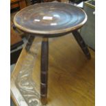19th century, stained circular milking stool. (B.P. 24% incl.
