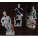 Three Staffordshire pottery flat backed figures, 'Wellington',