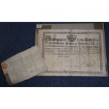 Unframed imperial German military document together with a George III appointment document relating