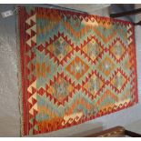 Small multicoloured geometric kelim-type rug. 122 x 86 cm approx. (B.P. 24% incl.