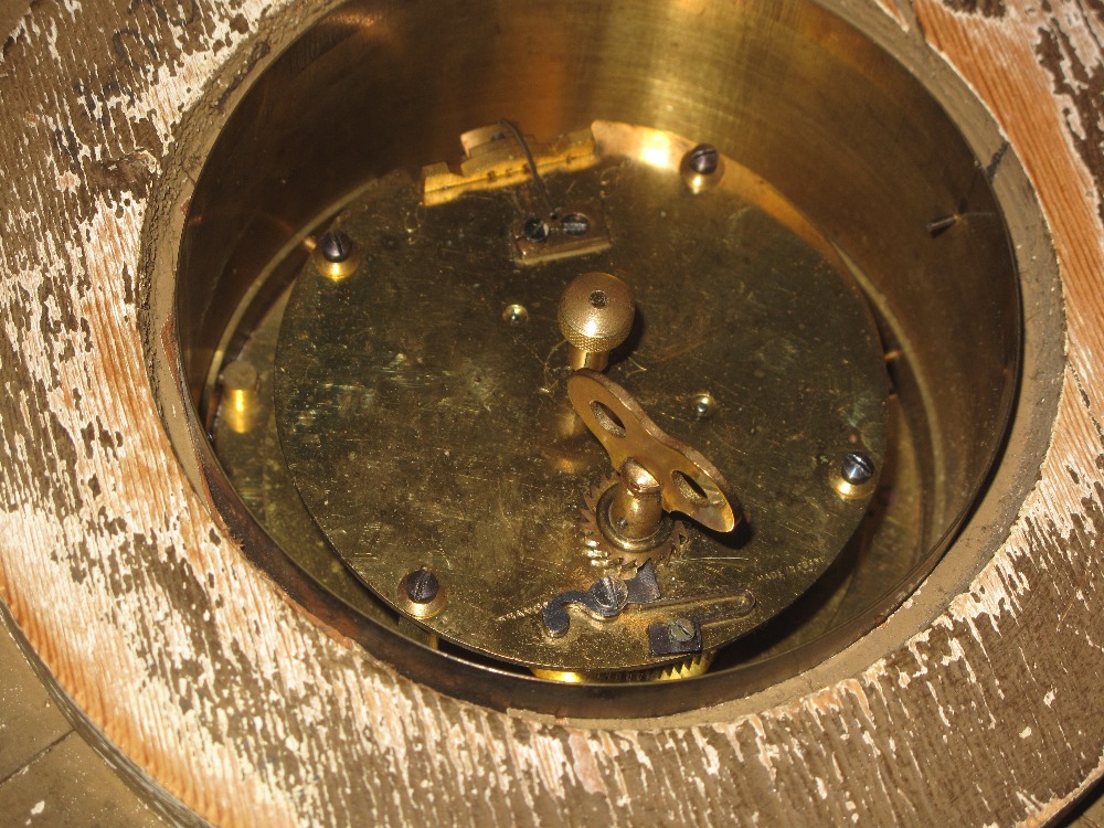 Early 20th century gilt wood sunburst clock having enamel Roman face and French brass back winding - Image 4 of 4