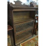 20th century oak Wernicke-type lead glazed bookcase. (B.P. 24% incl.