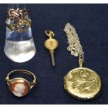 3 gold rings and a locket etc. approx. weight 16.6g (B.P. 24% incl.