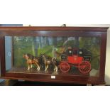 Large, cased wooden model study of a 19th century stage coach marked York,