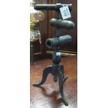 Unusual Victorian cast iron three section tripod gophering iron stand. 36 cm high approx. (B.P.