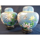 Large pair of modern Chinese cloisonne baluster shaped jars and covers,