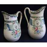 Two nineteenth century, transfer printed baluster jugs, one marked butterfly. (2) (B.P. 24% incl.